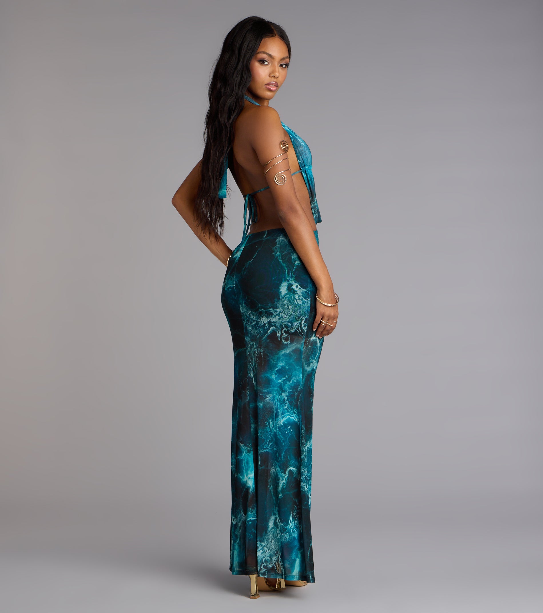 Ocean Eyes Halter Maxi Dress - Image 3
