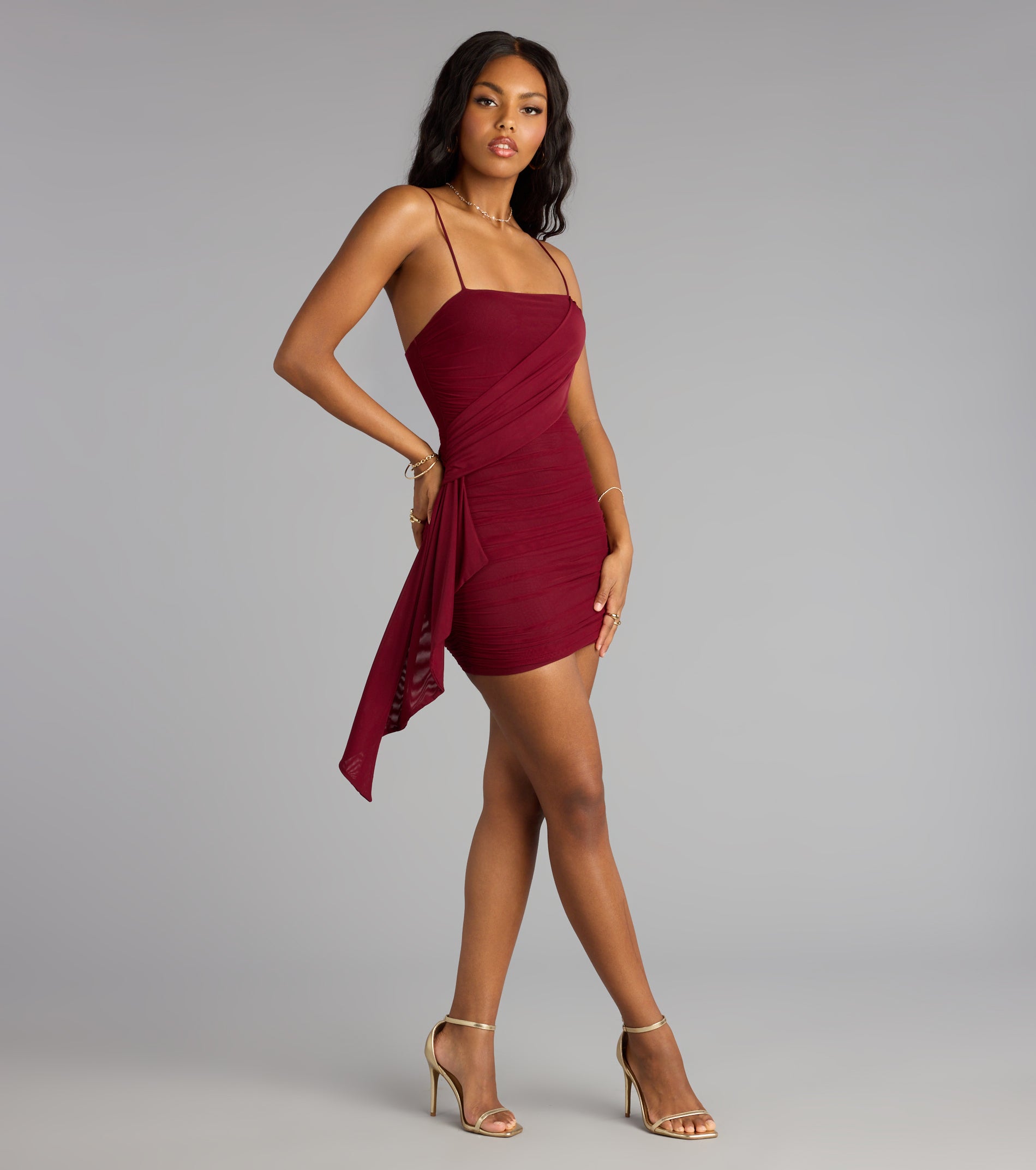 Wrap It Up Ruched Bodycon Mini Dress - Image 4