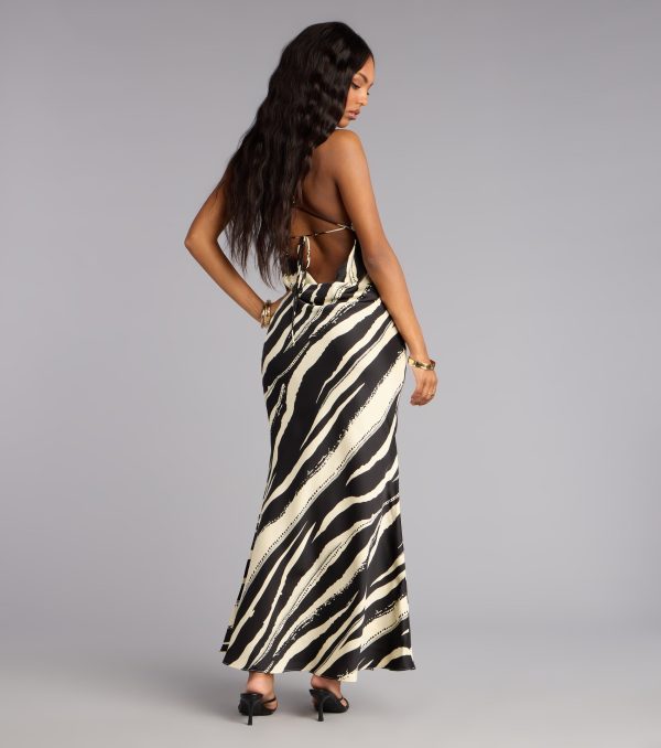 All Eyes Satin Cowl Maxi Dress - Image 2