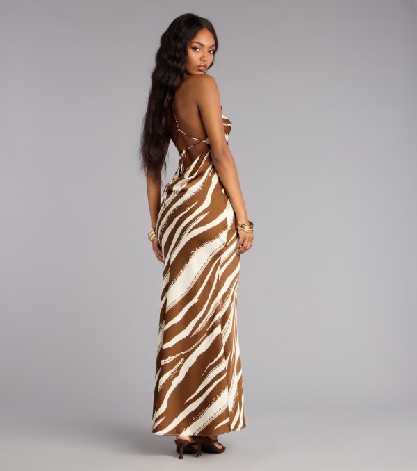 All Eyes Satin Cowl Maxi Dress - Image 7