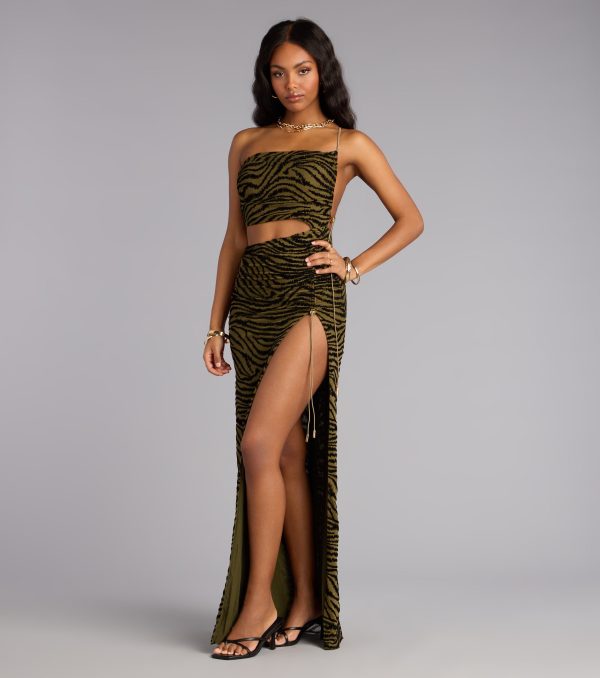 Wild Intentions Zebra Velvet Maxi Dress - Image 4