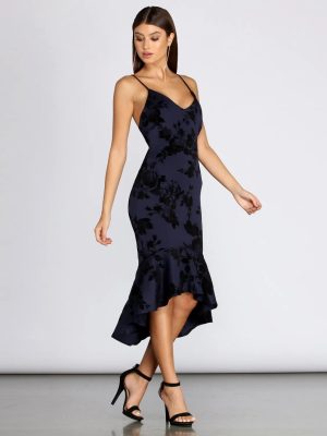 Floral Desire Trumpet Midi Dress