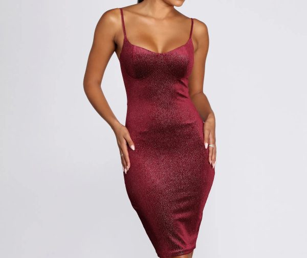 Sweetheart Velvet Glitter Midi Dress - Image 2