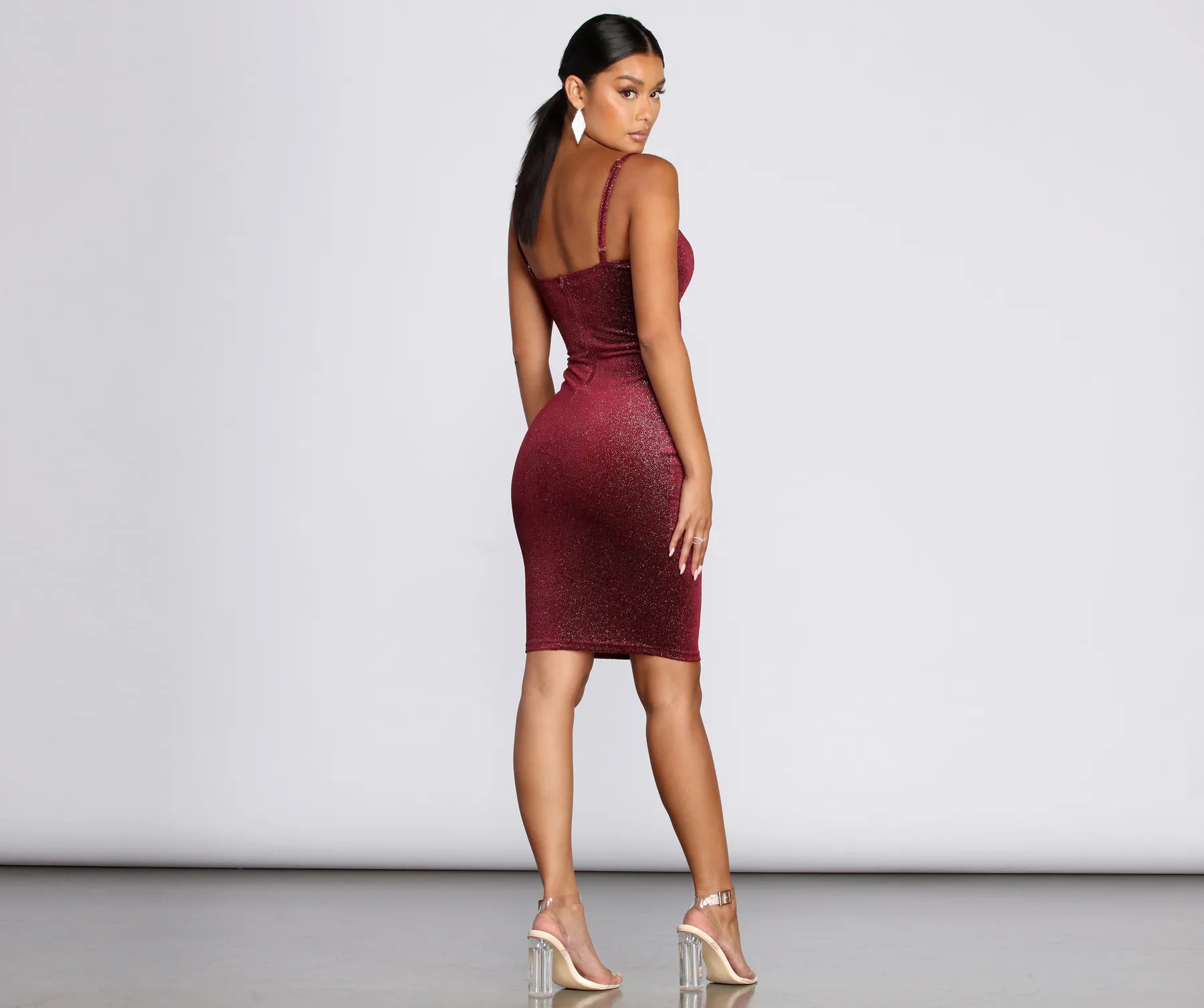 Sweetheart Velvet Glitter Midi Dress - Image 4