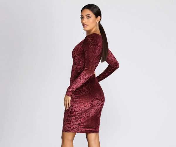 Burnout Flocked Velvet Midi Dress - Image 2