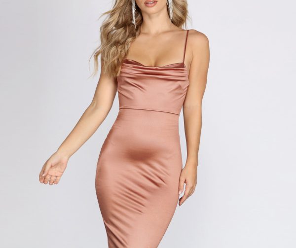 Stunning Sophistication Satin Midi Dress - Image 3