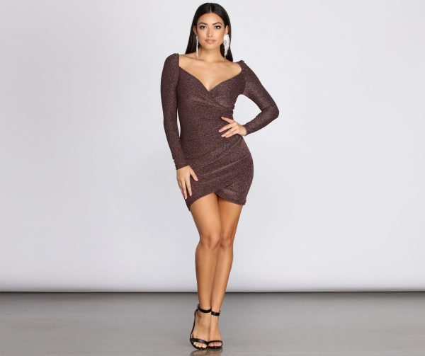 Long Sleeve Glitter Knit Mini Dress - Image 3