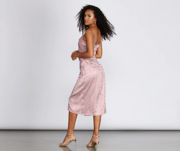 Satin Leopard Print Midi Dress - Image 2
