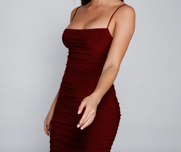 Sultry Chic Ruched Midi Dress - Image 3