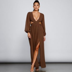 New Heights Chiffon Cutout Maxi Dress