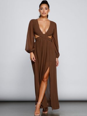 New Heights Chiffon Cutout Maxi Dress