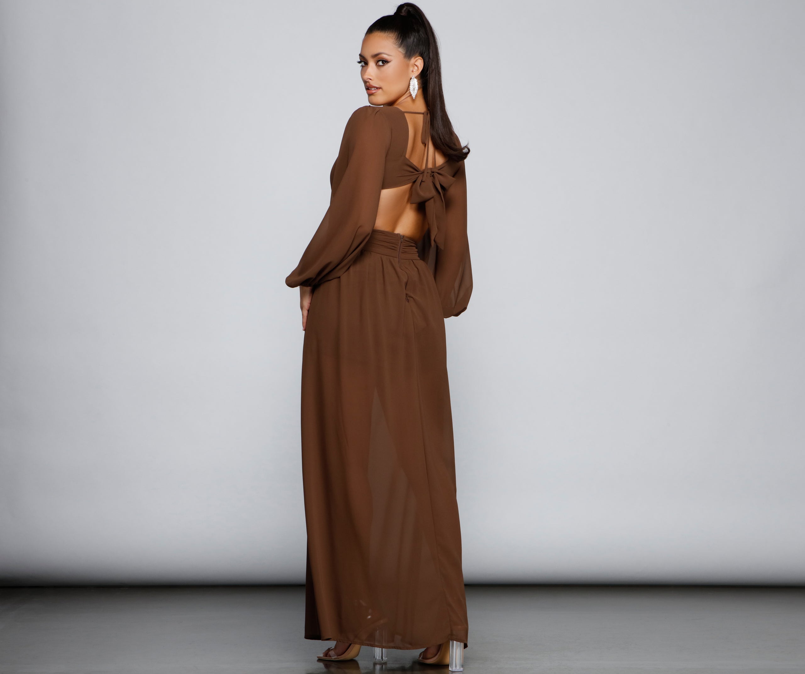 New Heights Chiffon Cutout Maxi Dress - Image 2
