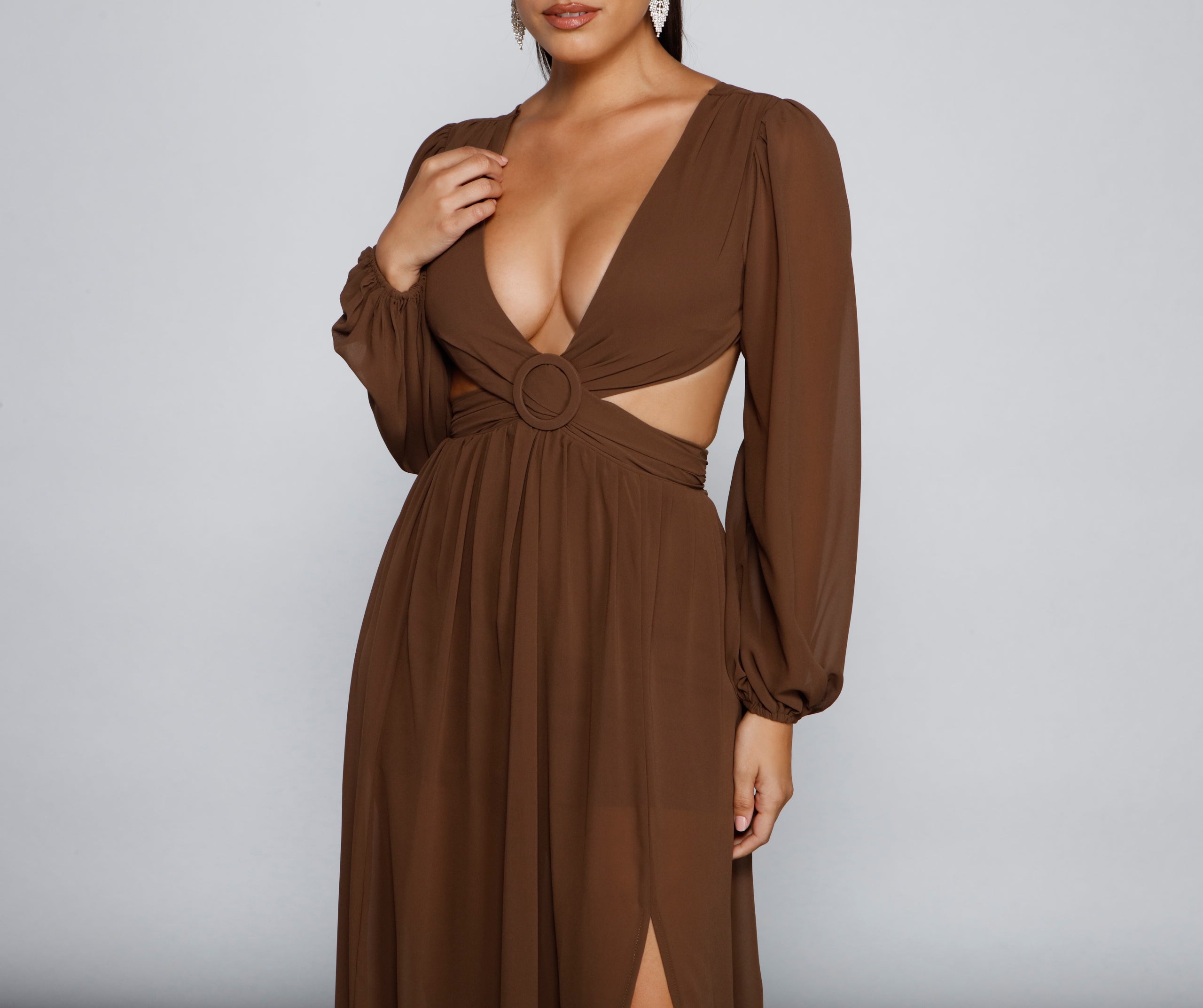 New Heights Chiffon Cutout Maxi Dress - Image 3
