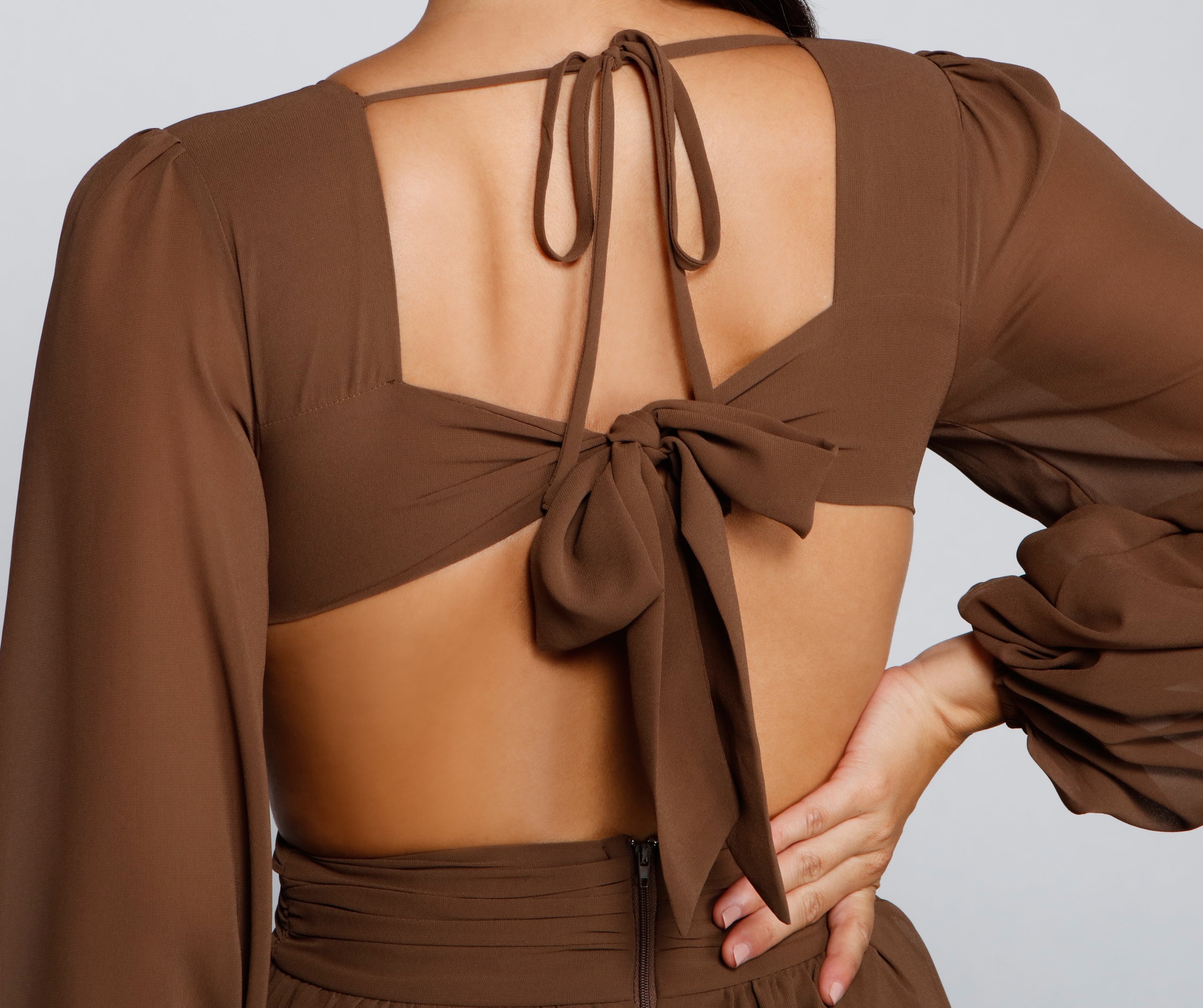 New Heights Chiffon Cutout Maxi Dress - Image 4