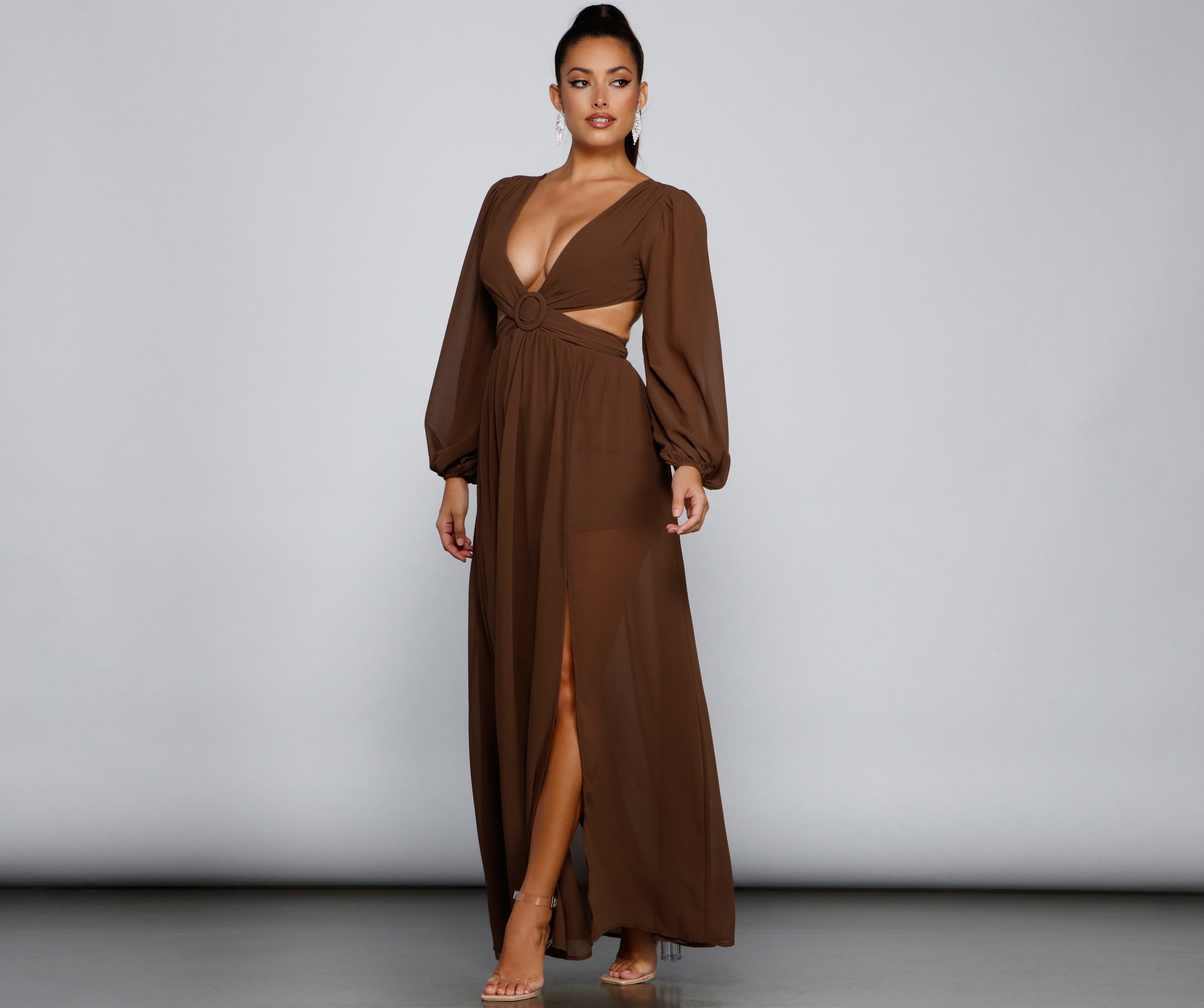 New Heights Chiffon Cutout Maxi Dress - Image 5
