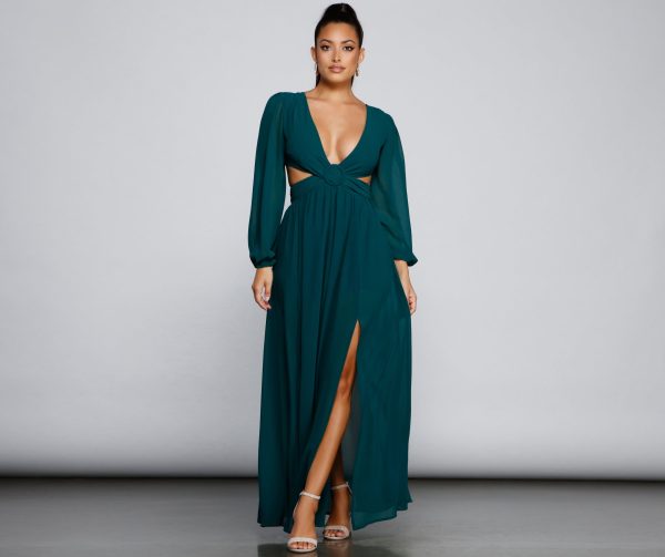 New Heights Chiffon Cutout Maxi Dress - Image 6