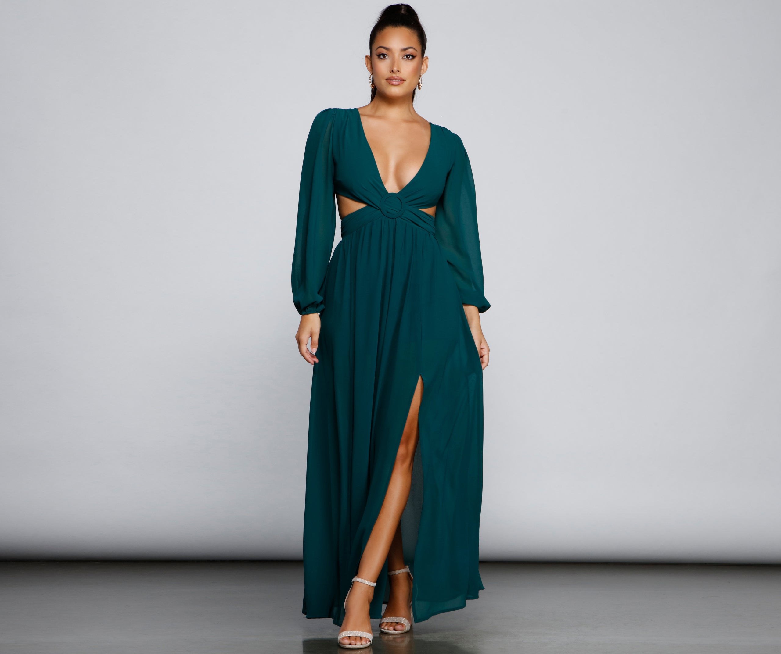 New Heights Chiffon Cutout Maxi Dress - Image 6