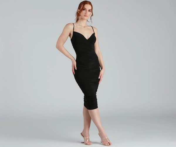 Unforgettable Glam Ruched Midi Dress - Image 4