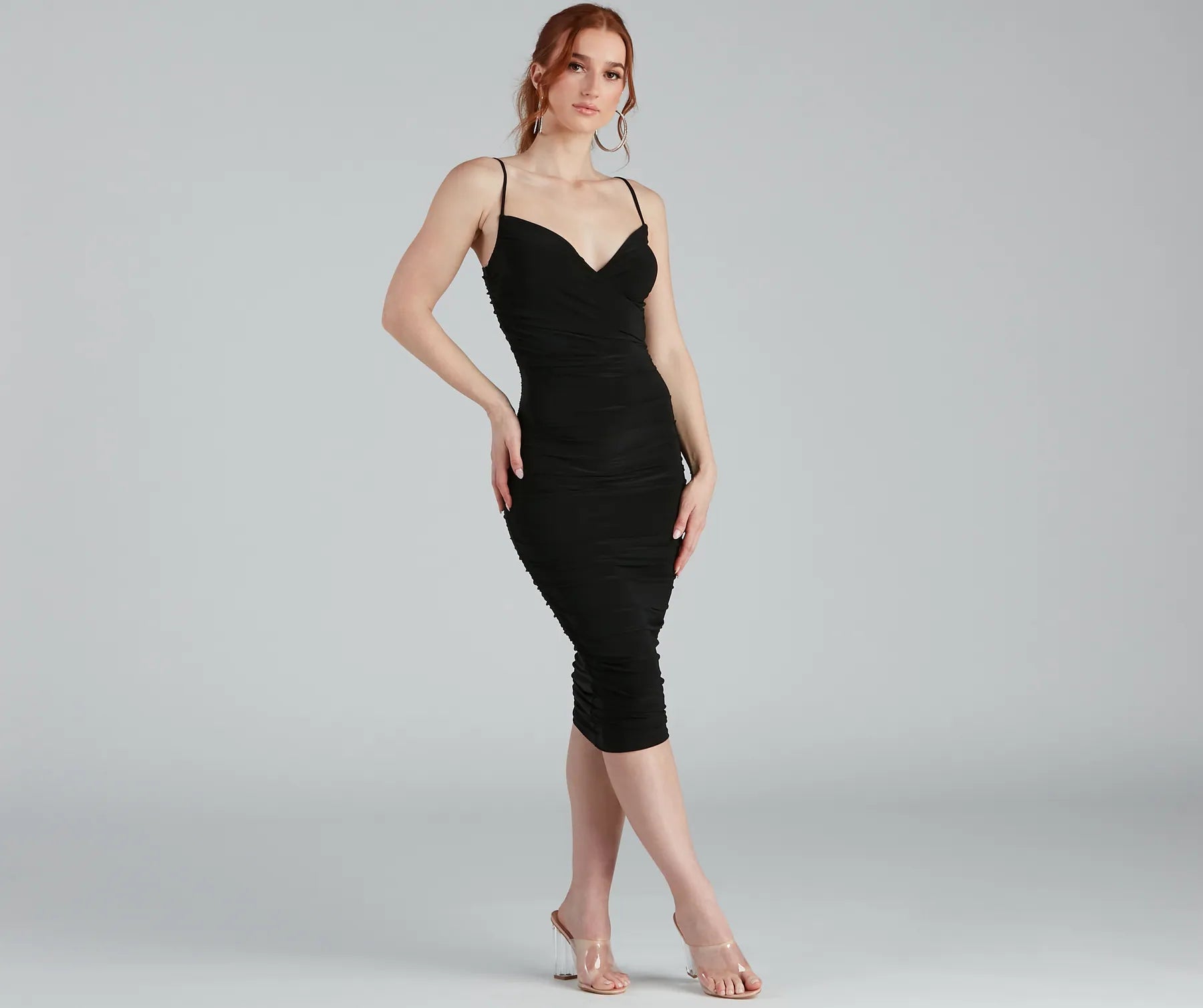 Unforgettable Glam Ruched Midi Dress - Image 4