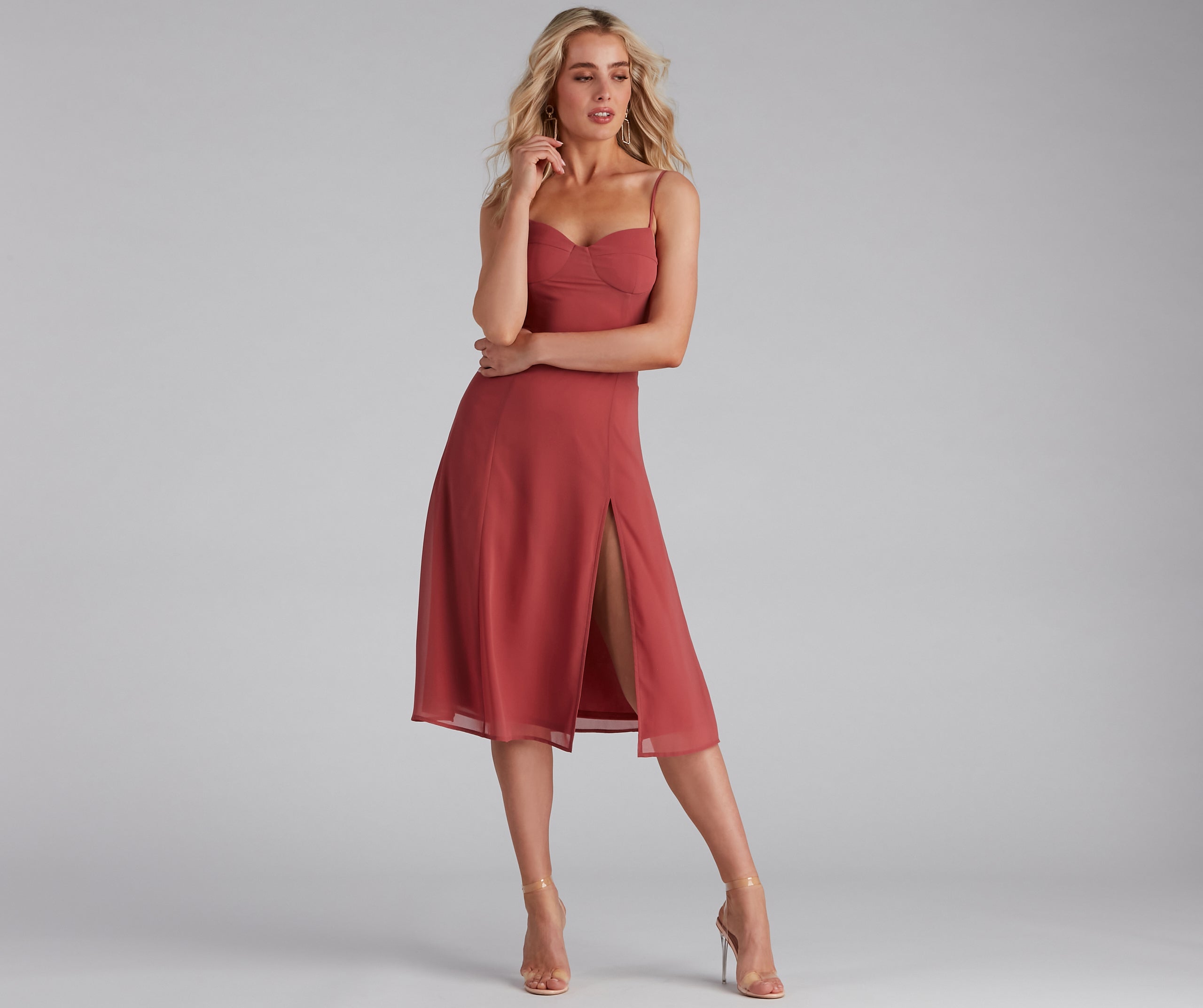 Chic Flowy Chiffon Midi Dress - Image 9