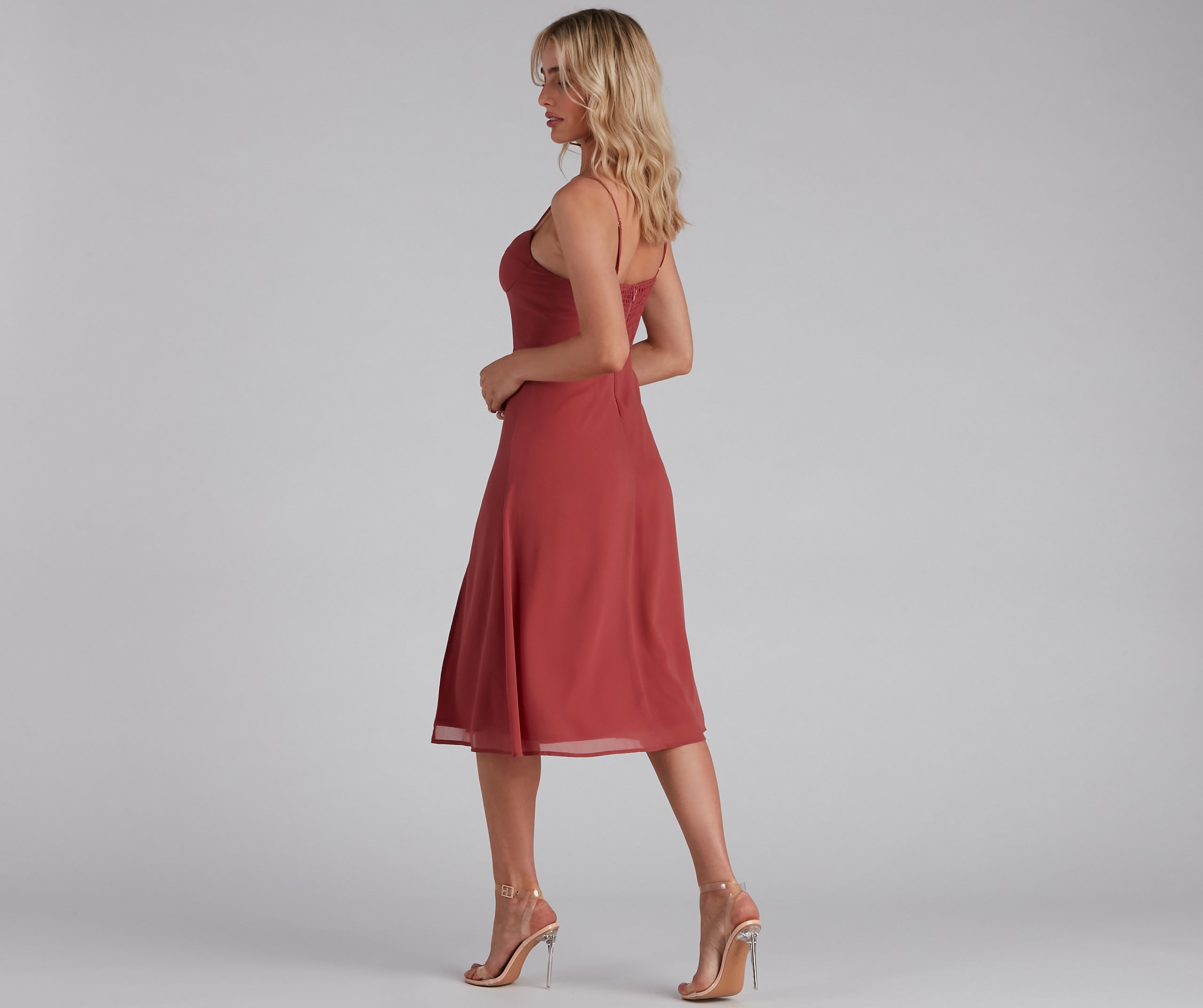 Chic Flowy Chiffon Midi Dress - Image 10
