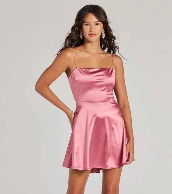 Grand Exit Satin Skater Dress - Image 10