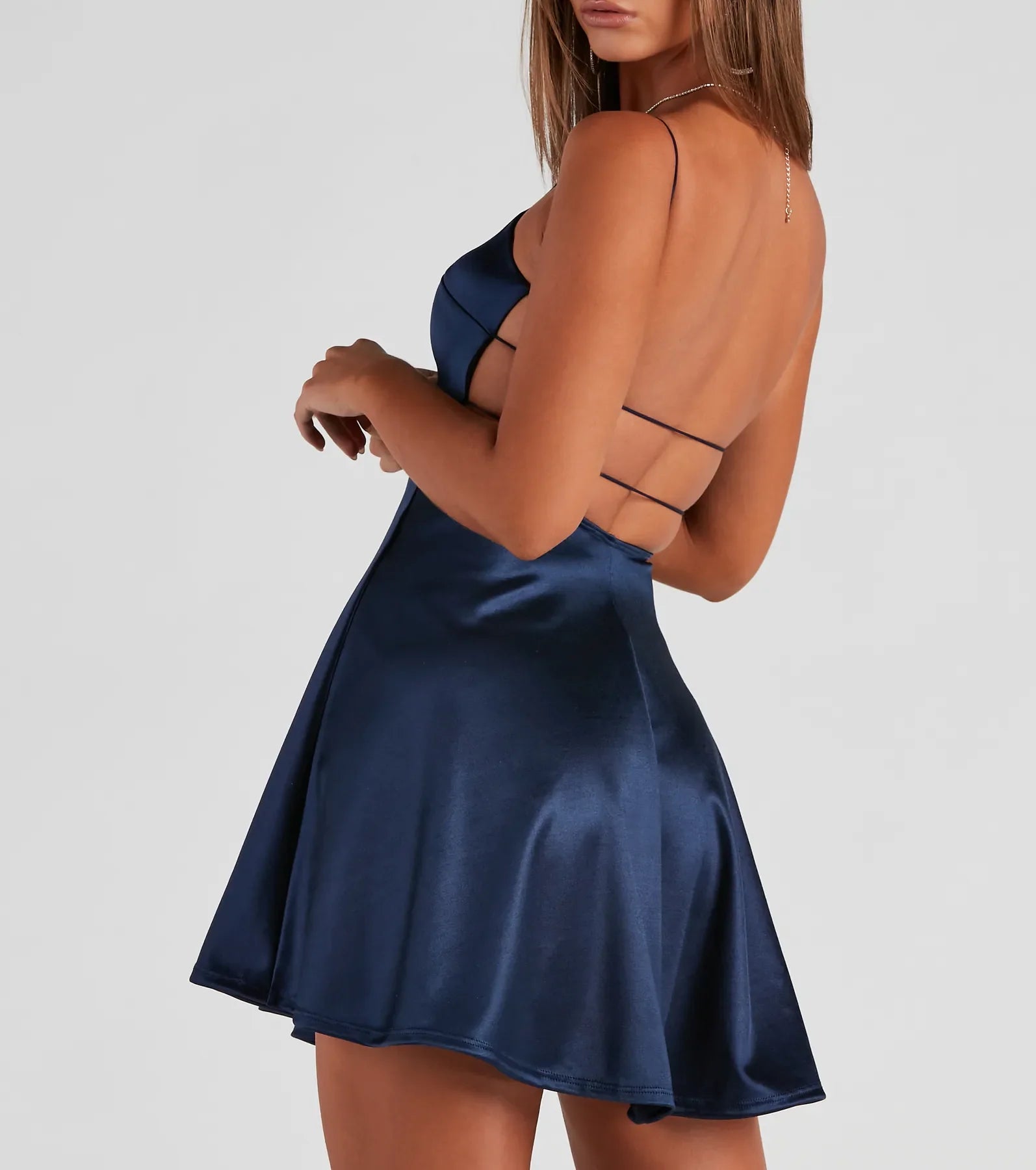 Grand Exit Satin Skater Dress - Image 4