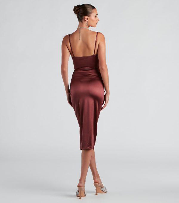 Cocktail Glam Satin Midi Dress - Image 2
