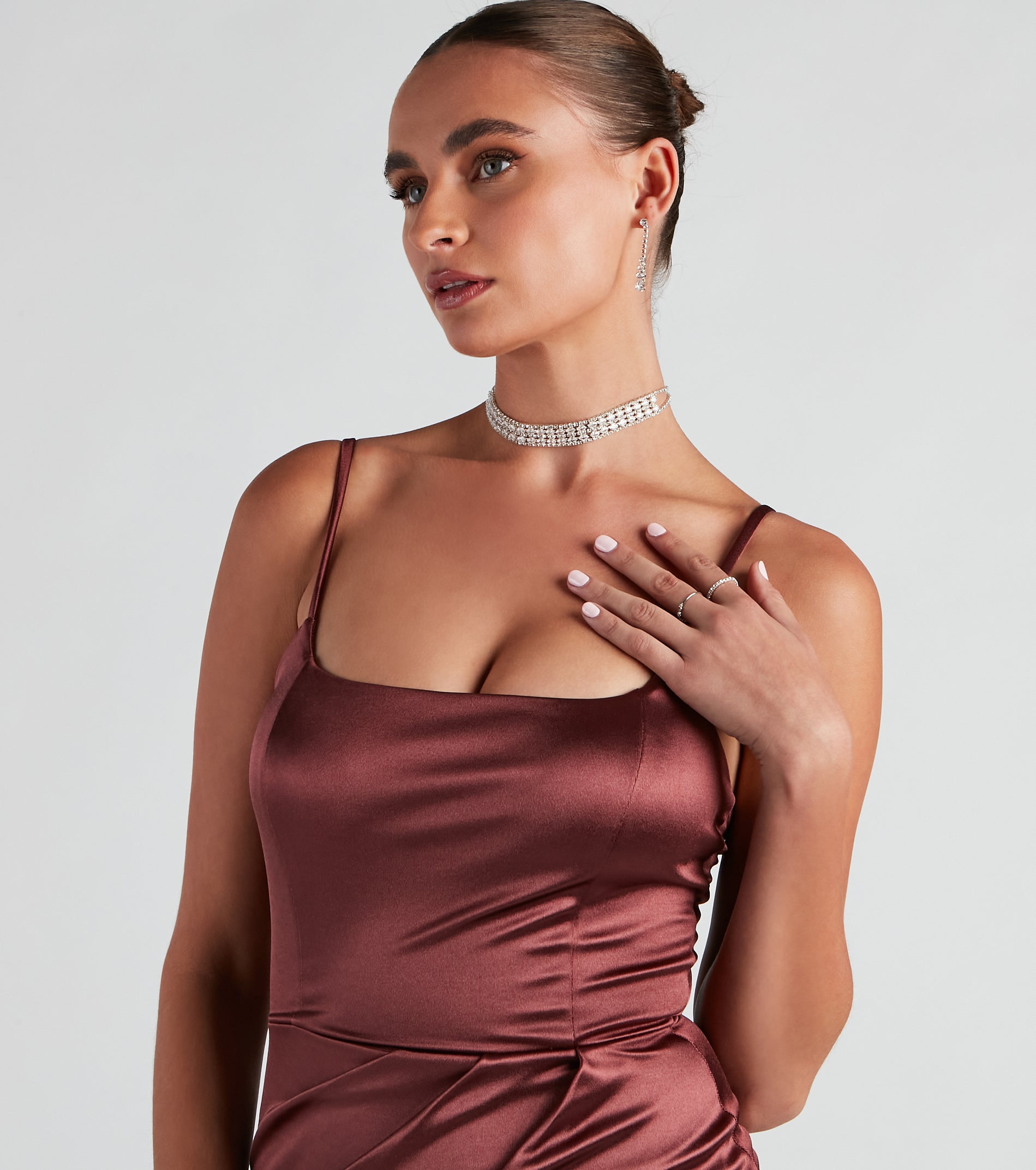 Cocktail Glam Satin Midi Dress - Image 4