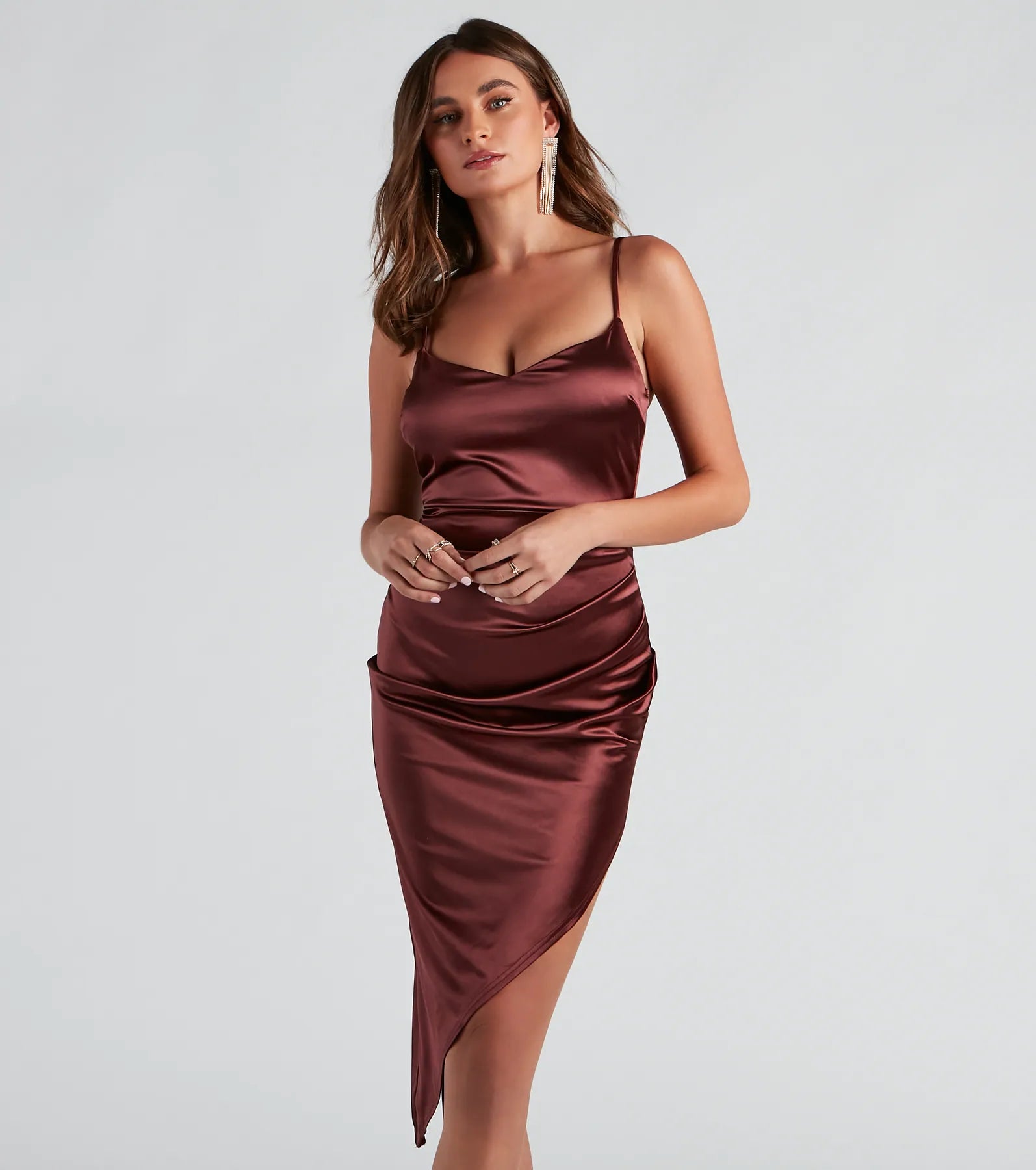 Luxe Sleek Vibes Satin Midi Dress - Image 7