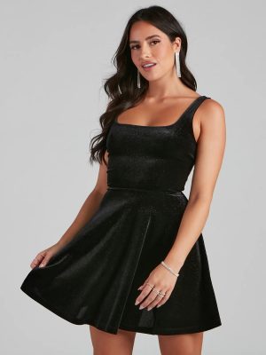Glitter Magic Velvet Skater Dress