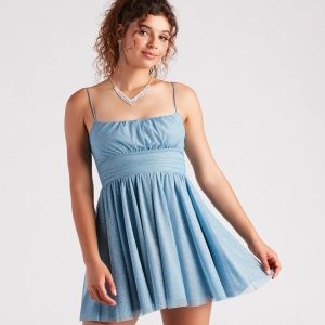 Pop The Bubbly Glitter Mesh Party Dress