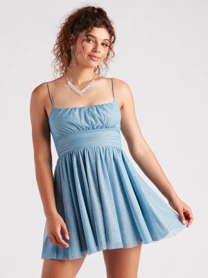 Pop The Bubbly Glitter Mesh Party Dress
