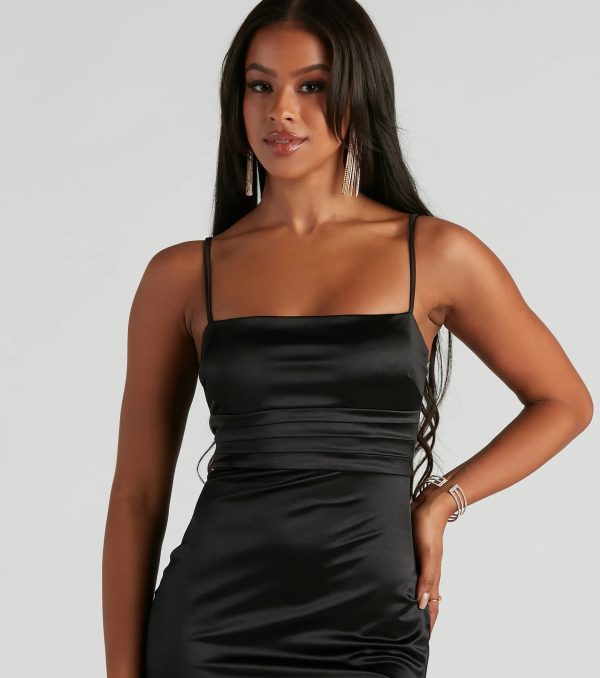 Speak Chic Satin Slit Midi Dress - Image 4