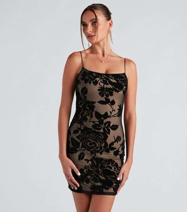 Serve Looks Velvet Floral Mini Dress - Image 2