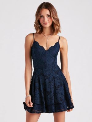 Lace Amour V-Neck Skater Dress