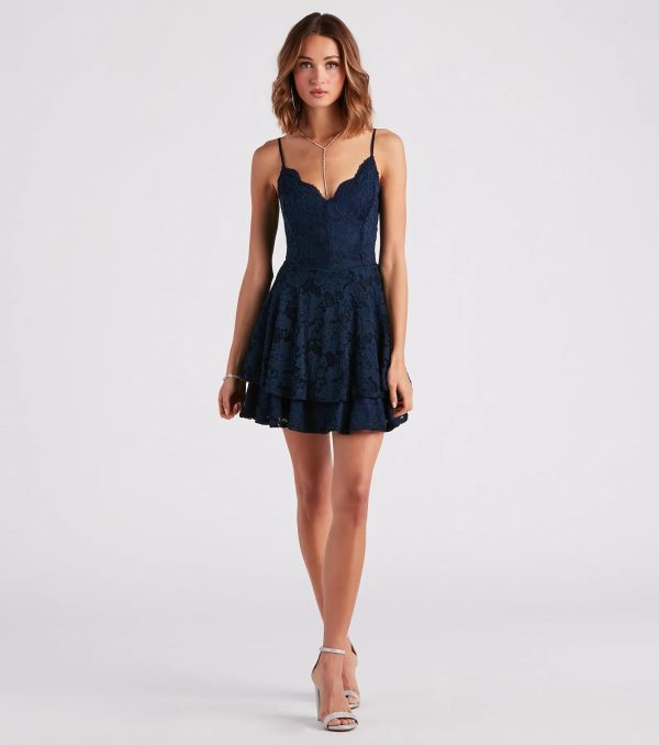 Lace Amour V-Neck Skater Dress - Image 3