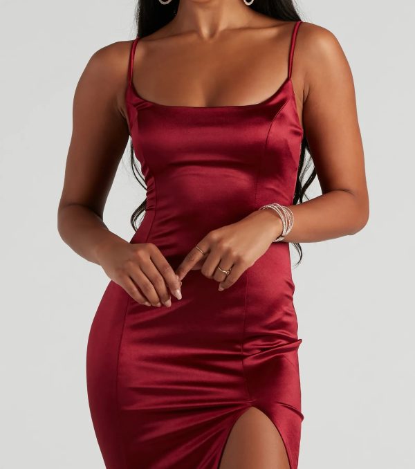 Behold Me Satin Slit Midi Dress - Image 4