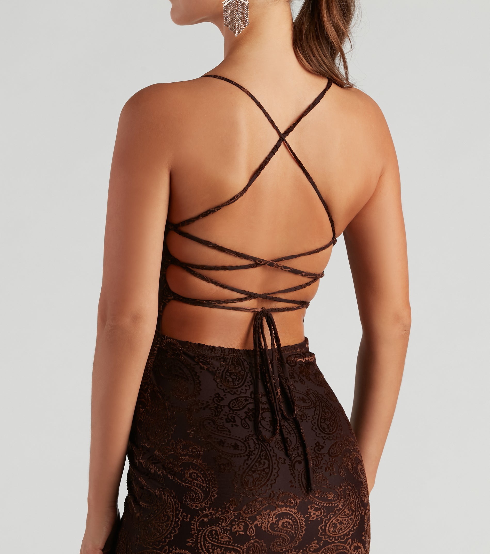 Boho Beau Velvet Paisley Dress - Image 4