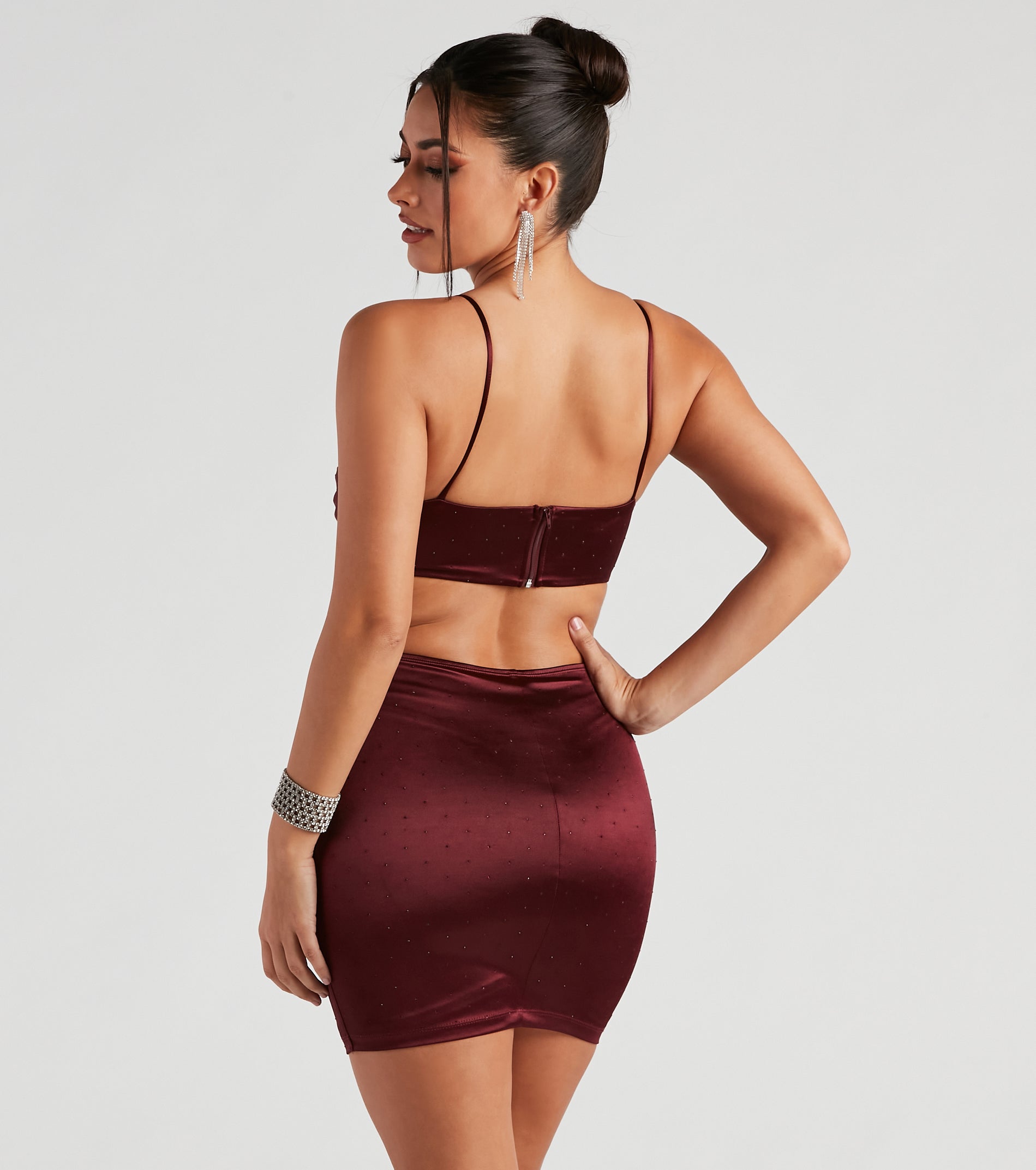 Shimmer Into Style Satin Short Dress - Image 2