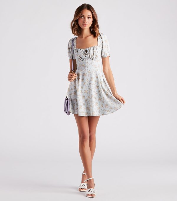 Budding Romance Floral Chiffon Skater Dress - Image 3