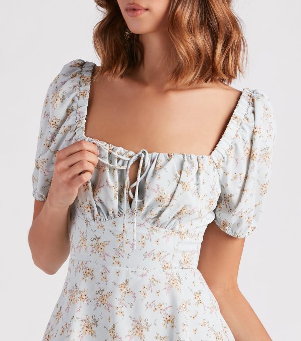 Budding Romance Floral Chiffon Skater Dress - Image 4