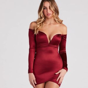 Alluring Chic Off-The-Shoulder Satin Mini Dress