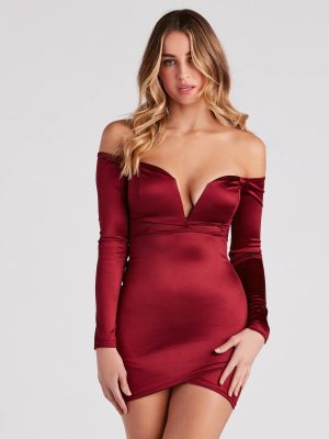 Alluring Chic Off-The-Shoulder Satin Mini Dress