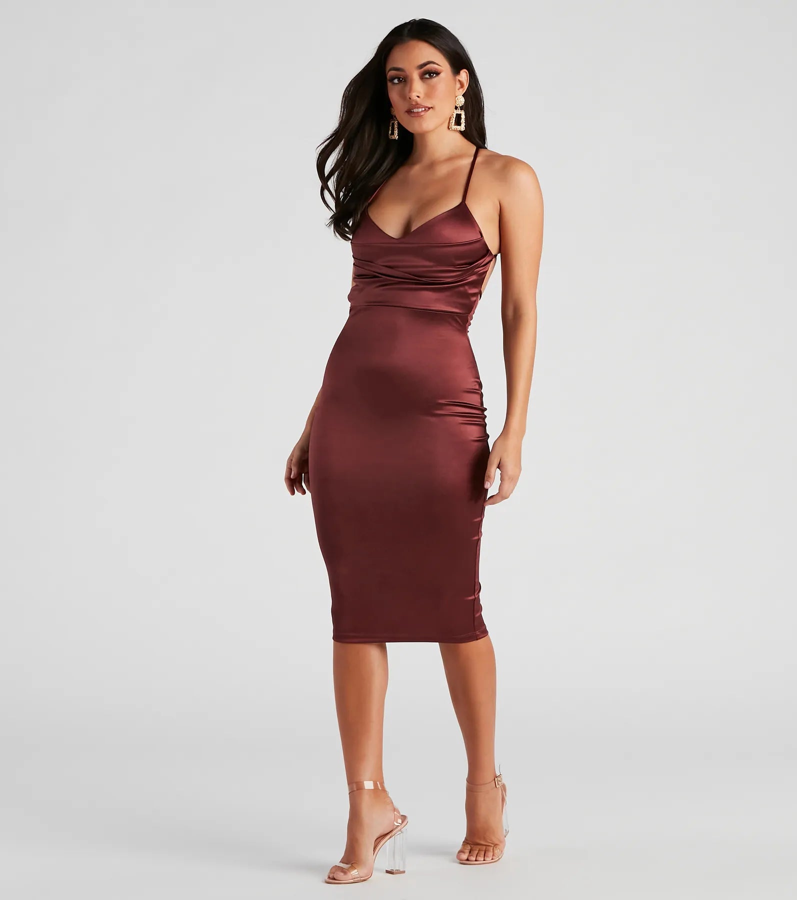 Love Debut Satin Pleat Midi Dress - Image 3
