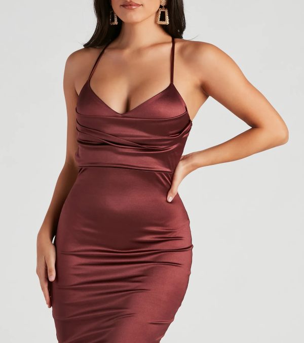 Love Debut Satin Pleat Midi Dress - Image 4