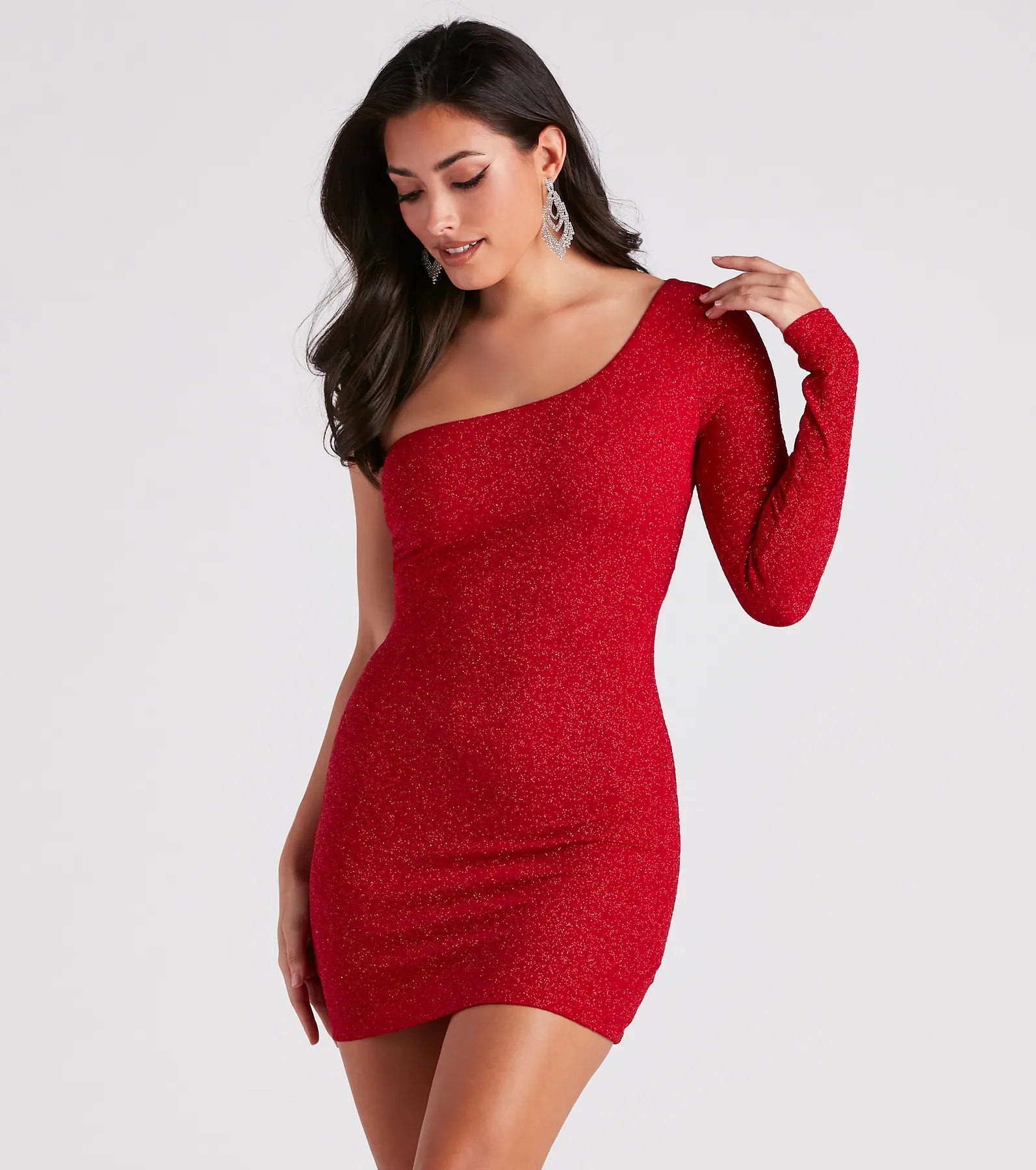 Moonlight Glitter One-Shoulder Dress - Image 5