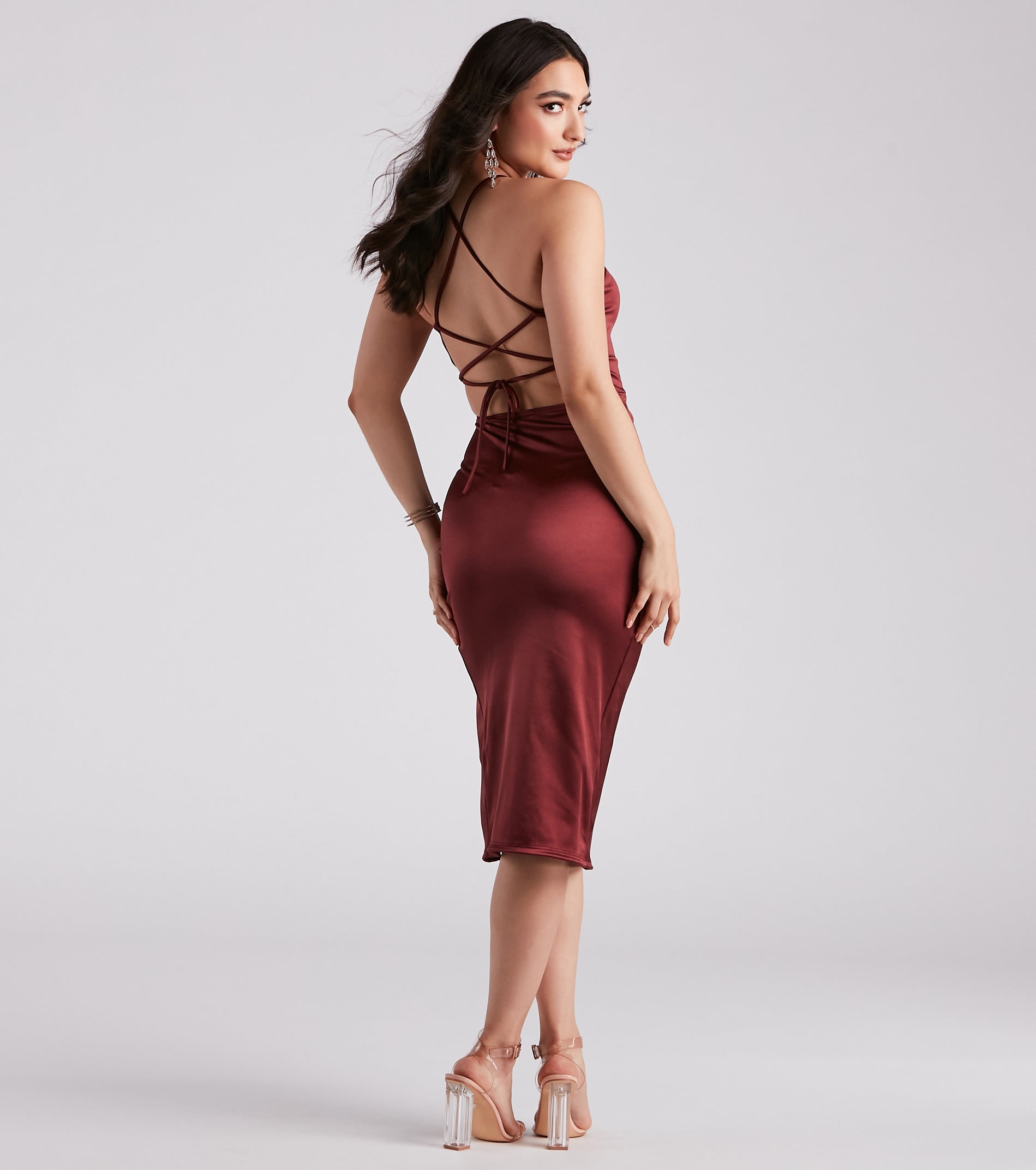 Smooth Like Me Satin Halter Midi Dress - Image 2