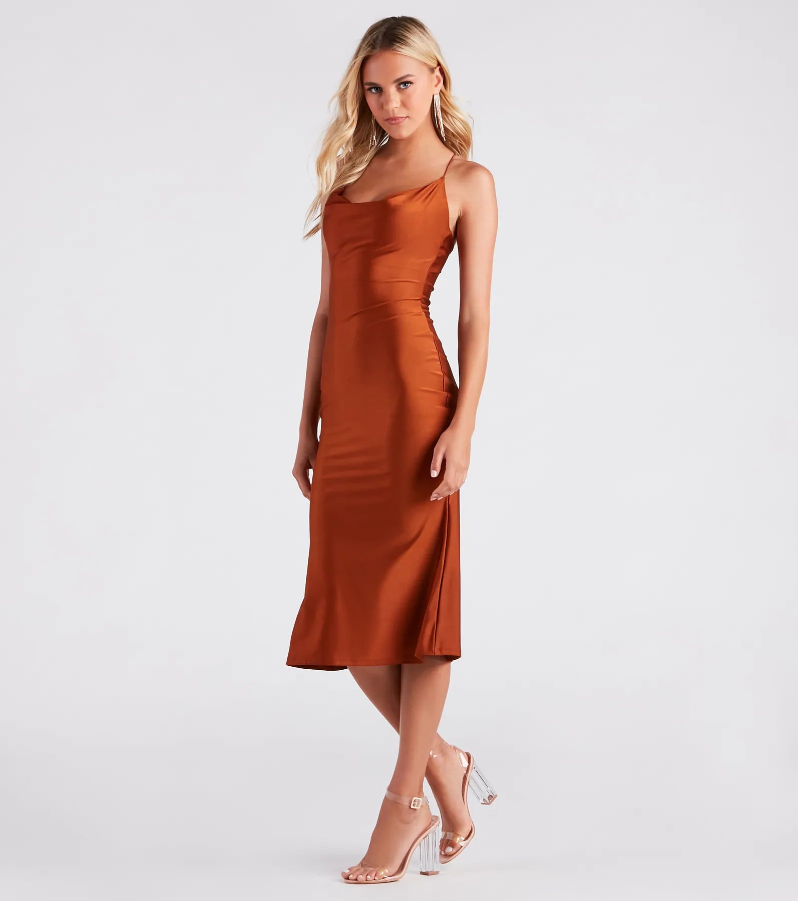 Flatter Me Satin-Knit Midi Dress - Image 3