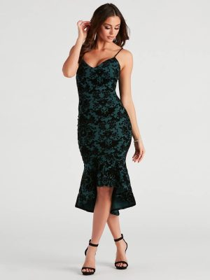 In The Garden Floral Velvet Midi Dress